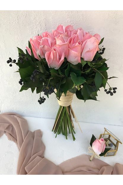 Fiorimatrimonio Pembe Gul Gelin Buketi Trendyol