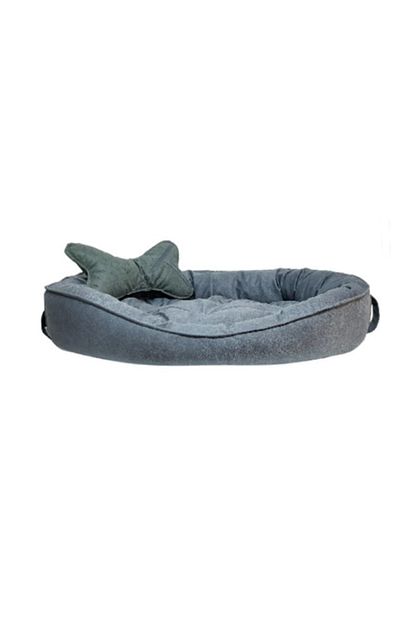 Patili Evler Celik Grisi Oval Kopek Yatagi Large Kemik Yastikli 65x90 Cm Trendyol