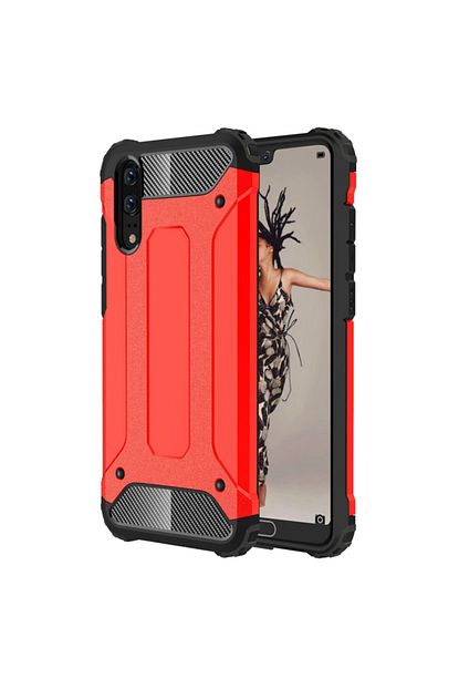 Aksesuarlab Huawei P20 Kilif Tank Kilif Silikon Kilif Kirmizi Trendyol
