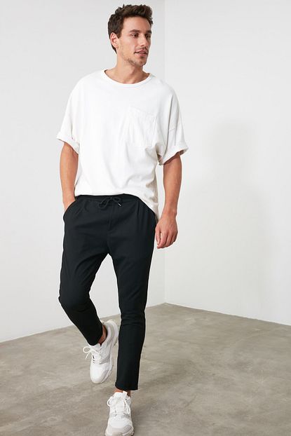 Trendyol Man Siyah Erkek Beli Lastikli Slim Fit Pantolon Tmnaw21pl0107 Trendyol