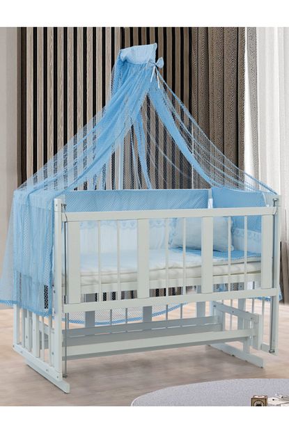 Setay Besik Dogal Ahsap Sallanan Anne Yani Mavi Besik 120x60 Sunger Yatak Cibinlik Trendyol