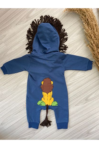 Sutlu Bebek Mavi Erkek Bebek Aslanli Kuyruklu Ve Sapkali Pamuklu Tulum Kp 304272 Trendyol