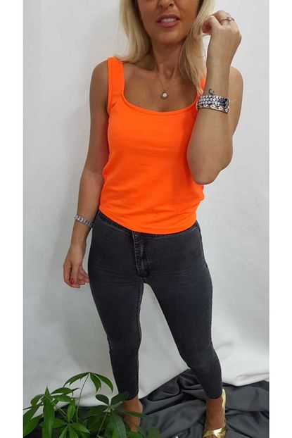 Ventiup Kadin Neon Turuncu Kalin Askili Bluz Trendyol