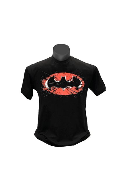 Tshirtium Unisex Kirmizi Siyah Batman Logo Cizgili T Shirt Trendyol