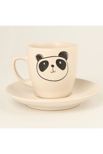 Palto Tasarim Cizim Panda Krem Turk Kahvesi Fincani Trendyol