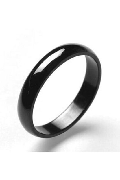 Basar Gumus Celik Yuzuk Unisex 4 Mm Siyah Trendyol