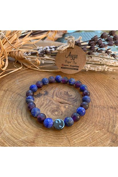 mat ametist mat lapis lazuli hematit yin yang figurlu bileklik