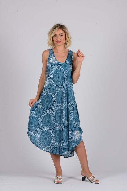Gezgin Tekstil Ve Aksesuar Kadin Su Yesili Yazlik Rayon Elbise Trendyol