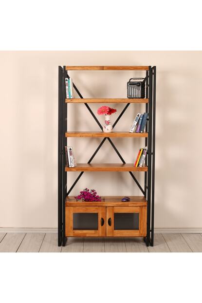 Krasiva Cift Dolapli Rafli Ozel Tasarim Masif Antik Ceviz Renk Kitaplik 80 35 H 180cm Trendyol