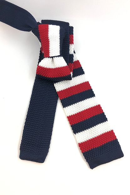 Quesste Accessory Erkek Kirmizi Beyaz Lacivert Orgu Kravat Trendyol