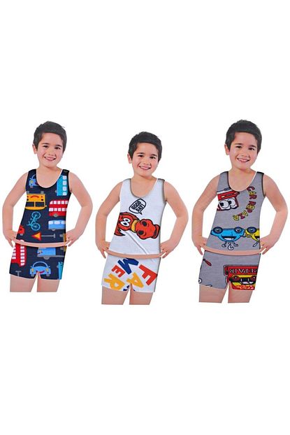 Adn Erkek Cocuk Ic Camasir Atlet Boxer Kulot Takimi 2 3 Yas Trendyol