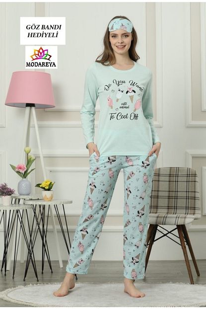 Modareya Uzun Kollu Ince Bayan Pijama 2800 28 Trendyol