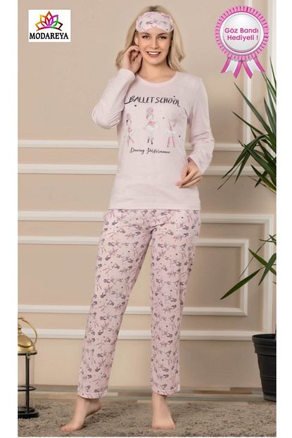 Modareya Uzun Kollu Ince Bayan Pijama 2800 9 Trendyol