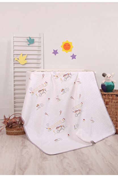 Mellowbabystore 100 Pamuk Gri Cicek Bahcesi Desenli Bebek Pikesi Trendyol