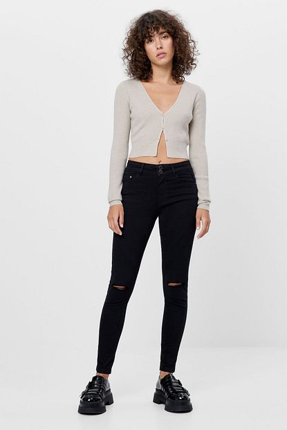 Bershka Kadin Siyah Distressed Push Up Pantolon 05216777 Trendyol