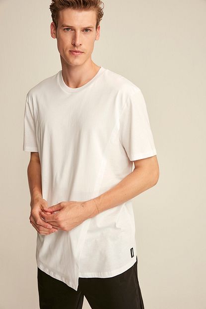 Grimelange Erkek Beyaz Basic On Beden Baskili Bol Kesim T Shirt Trendyol