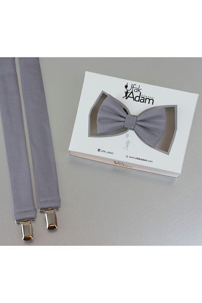Ufak Adam Erkek Cocuk Gri Aski Papyon Set Trendyol