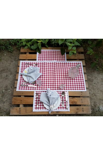 Beguldan Kirmizi Kareli Runner 50cm Trendyol