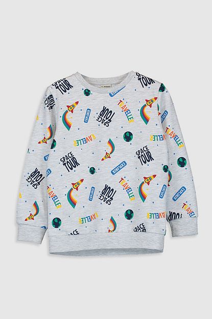 Lc Waikiki Erkek Cocuk Acik Gri Baskili Lrv Sweatshirt Trendyol