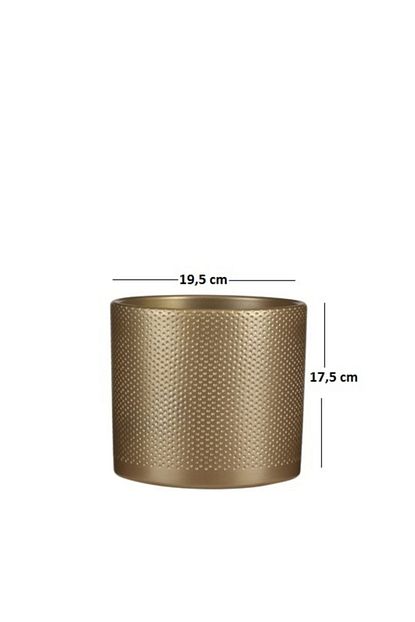 Palmiye Desenli Gold Renk Yuvarlak Seramik Saksi 19 5x17 5 Cm Trendyol