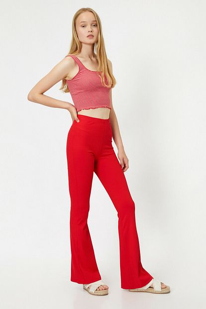 Koton Kadin Kirmizi Pantolon 8yal41199ok Trendyol