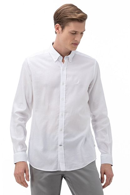 Nautica Erkek Slim Fit Beyaz Gomlek W01011t Trendyol