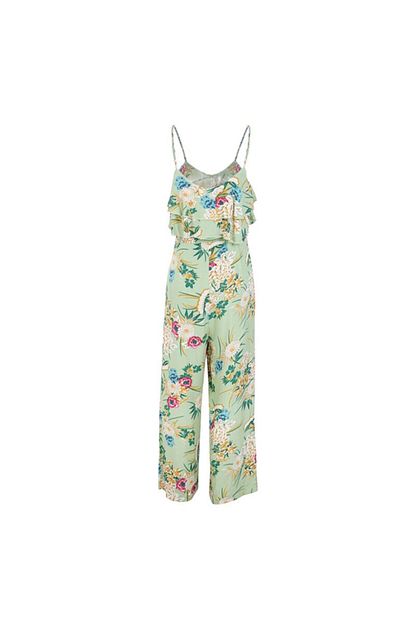 Fashion Cocktail Kadin Yesil Askili Cicekli Pantolon Tulum 010033 Trendyol