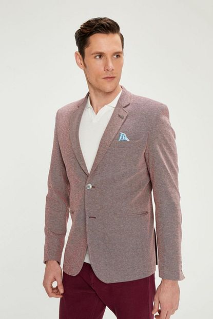 Cekmon Erkek Bordo Blazer Ceket Trendyol
