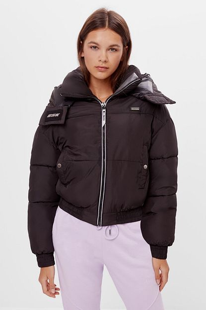 Bershka Kadin Siyah Fosforlu Sisme Mont Trendyol