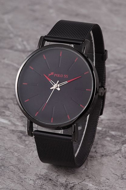 Polo55 Pleh005r01 Erkek Saat Cizgili Basic Kadran Hasir Kordon Trendyol