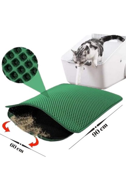 Bypet Buyuk Boy Kedi Tuvaleti Onu Elekli Kedi Kumu Paspasi Yesil 90 Cm X 60 Cm Trendyol