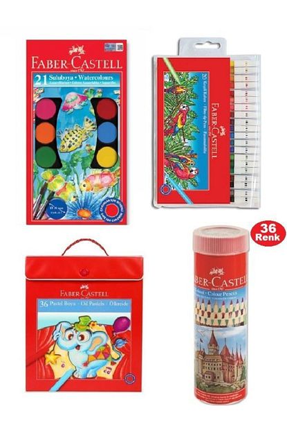 Faber Castell 4 Lu Boyama Seti 36 Renk Pastel Kuru Sulu Keceli Kalem Trendyol
