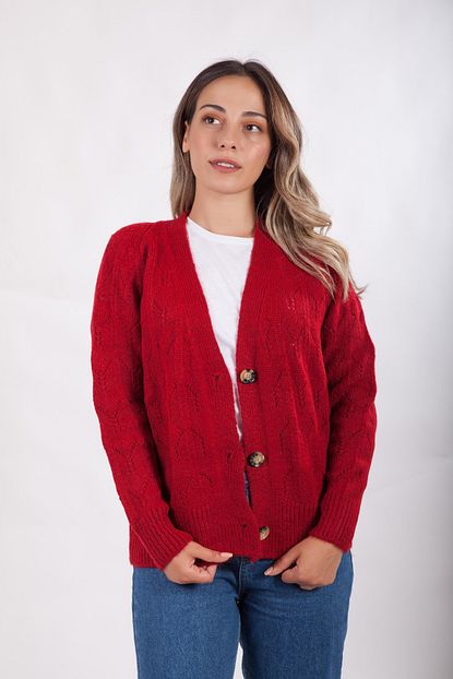 Diezbutik Kadin Kirmizi Dugmeli Kisa Yumos Hirka Trendyol