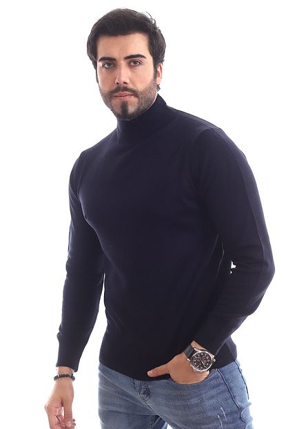 Chokmoda Erkek Lacivert Yarim Balikci Yaka Regular Fit Triko Kazak Trendyol