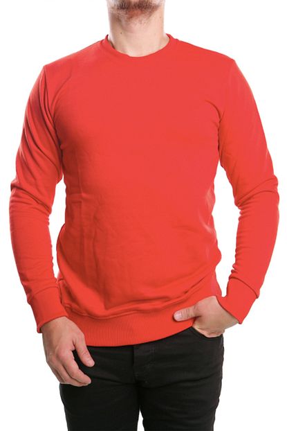 Humen Erkek Kirmizi Spor Sweatshirt Uzun Kollu Gunluk Ust Giyim Trendyol