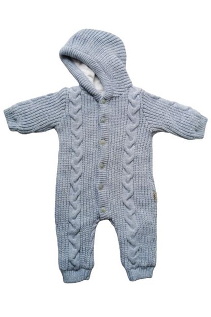 Puppis Baby Erkek Bebek Mavi Selanik Orgu Kapusonlu Elyafli Tulum Trendyol