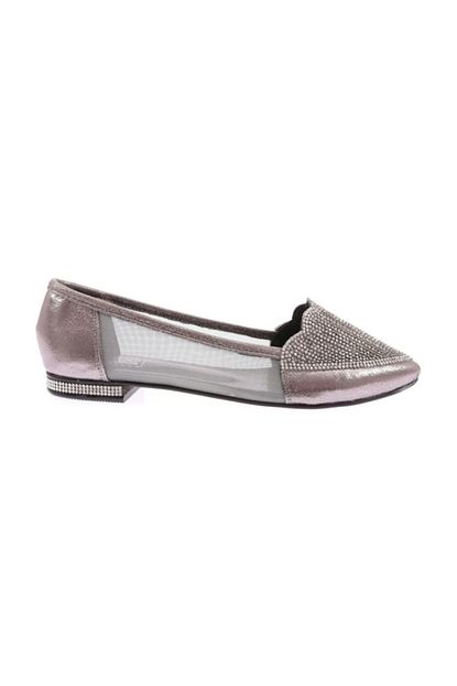 Dgn 255 Bayan Sivri Burun Yani Transparan Silver Tasli Flats Babet 20y Trendyol