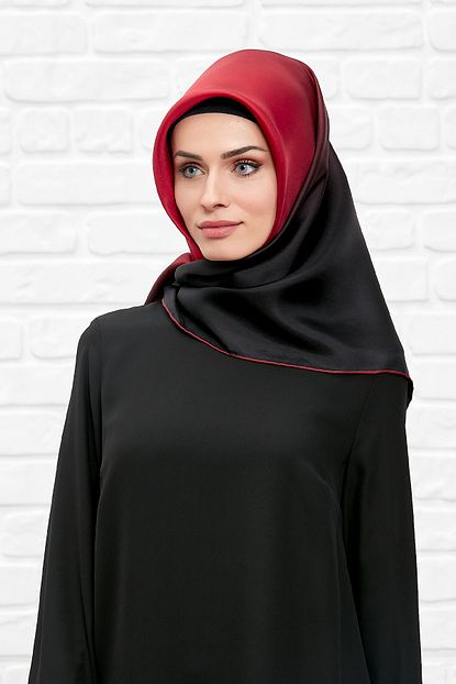 Levidor Kadin Kirmizi Siyah Ipek Cift Renk Degrade Esarp Trendyol