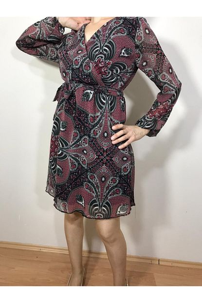 Oxijen Giyim Kadin Kirmizi Sifon Elbise Trendyol
