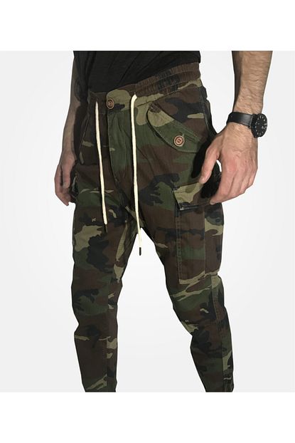 Yigit Collection Erkek Kahverengi Kamuflaj Desenli Kargo Cep Kot Pantolon Trendyol