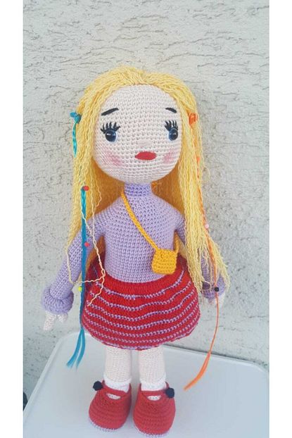 Saadet Tasarim Organik Amigurumi Orgu Sari Sacli Oyuncak Bebek Trendyol