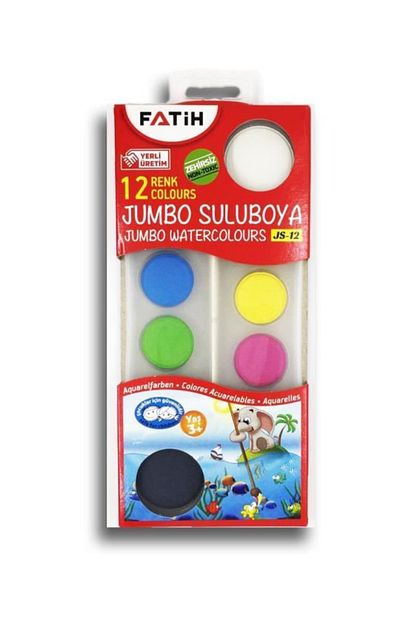 Fatih 12 Li Jumbo Sulu Boya 12 Renk Suluboya 30mm Firca Hediyeli Trendyol