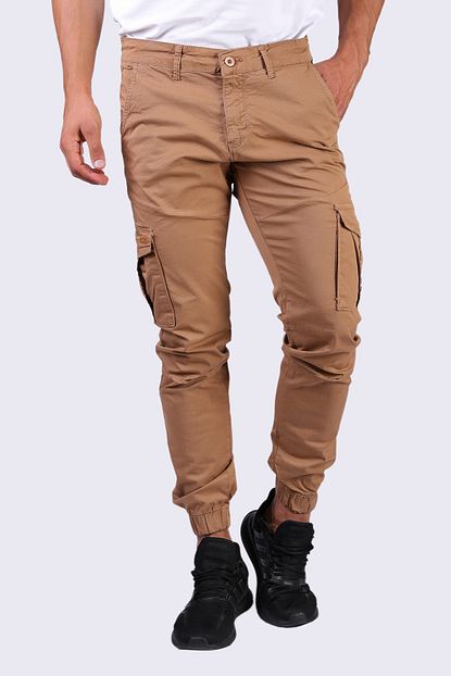 Regional Jeans Erkek Taba Renk Pacalari Lastikli Kargo Cepli Pamuk Kargo Pantolon Trendyol