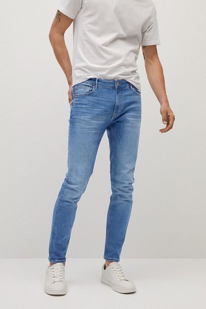 Mango Man Erkek Donuk Mavi Skinny Orta Acik Yikama Jude Jean Pantolon 77010524 Trendyol