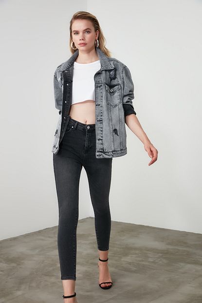 Trendyolmilla Siyah Yikamali Yuksek Bel Skinny Jeans Twoaw21je0127 Trendyol