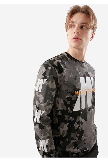 Mavi Erkek Gri Logo Baskili Black Pro Kamuflaj Desenli Sweatshirt Trendyol