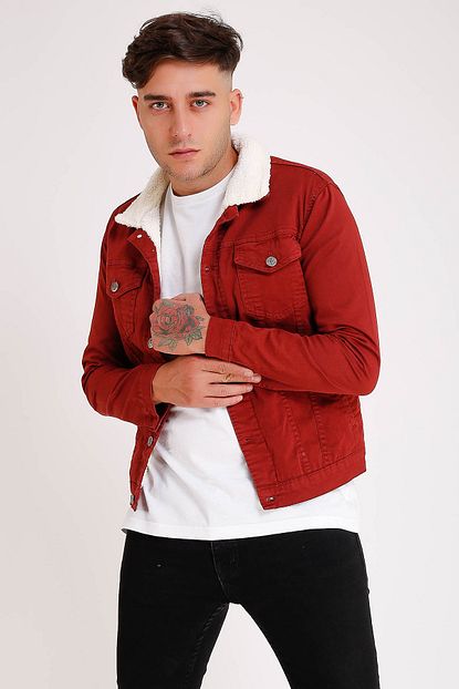 Lee Jones Denim Kurklu Kirmizi Kot Ceket Trendyol