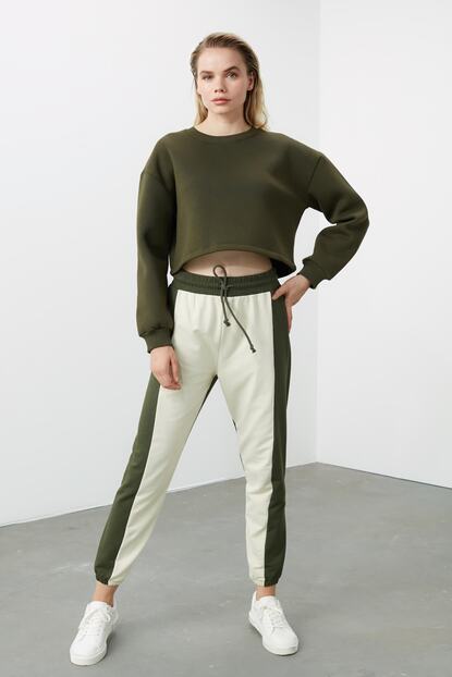 Trendyolmilla Haki Renk Bloklu Basic Jogger Spor Esofman Alti Twoss20ea0066 Trendyol