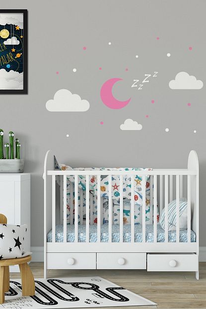 Bebek Center Pembe Uykucu Ay Bebek Odasi Sticker Trendyol