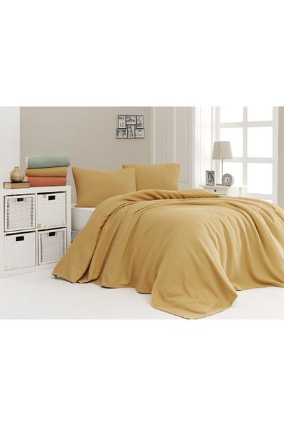 Upline Siesta Hardal Cift Kisilik Yatak Ortusu Takimi 220x240 Trendyol